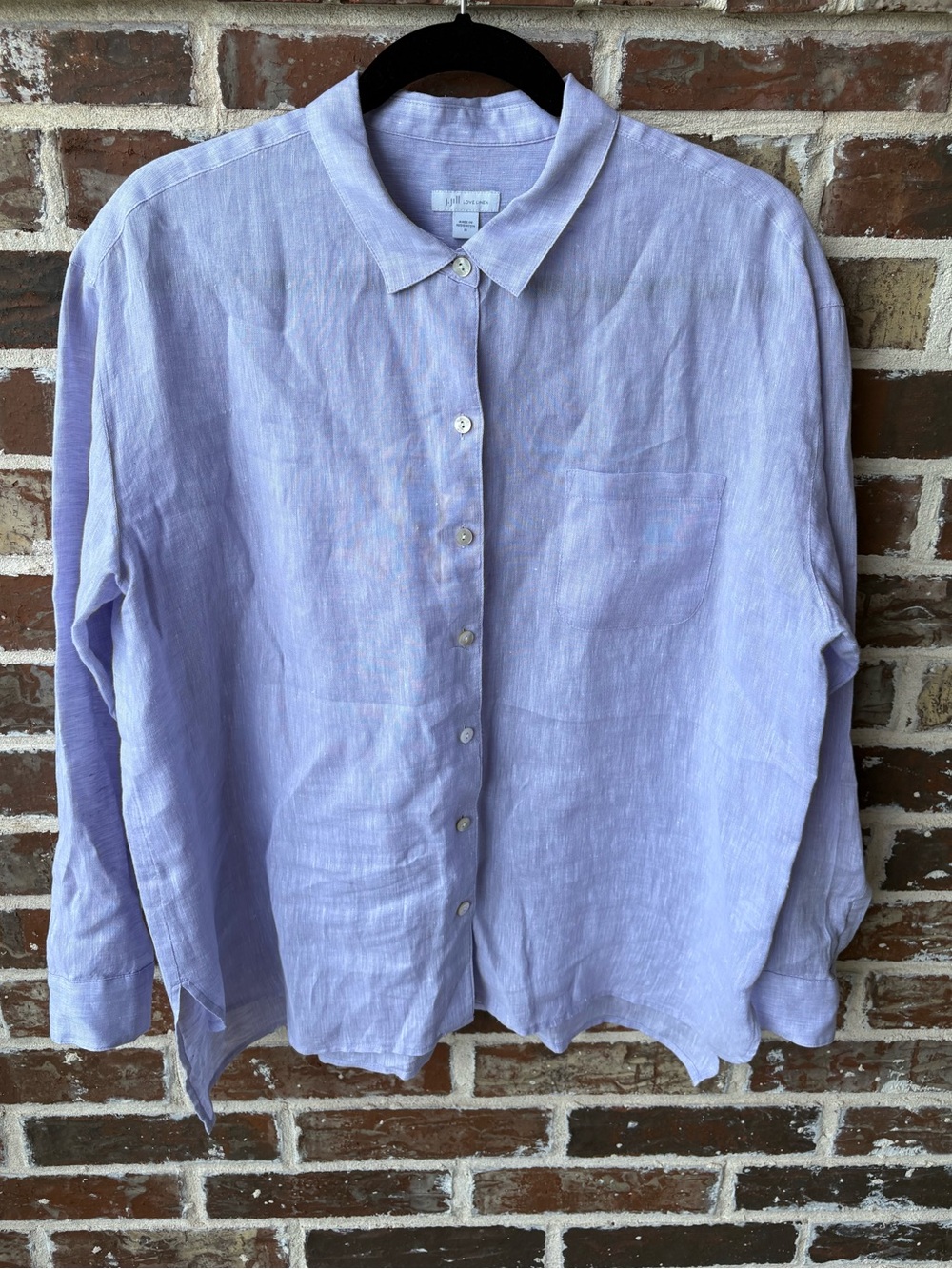 J Jill Love Linen Oversized Button Down Shirt Size MediumLavender - Picture 9 of 16